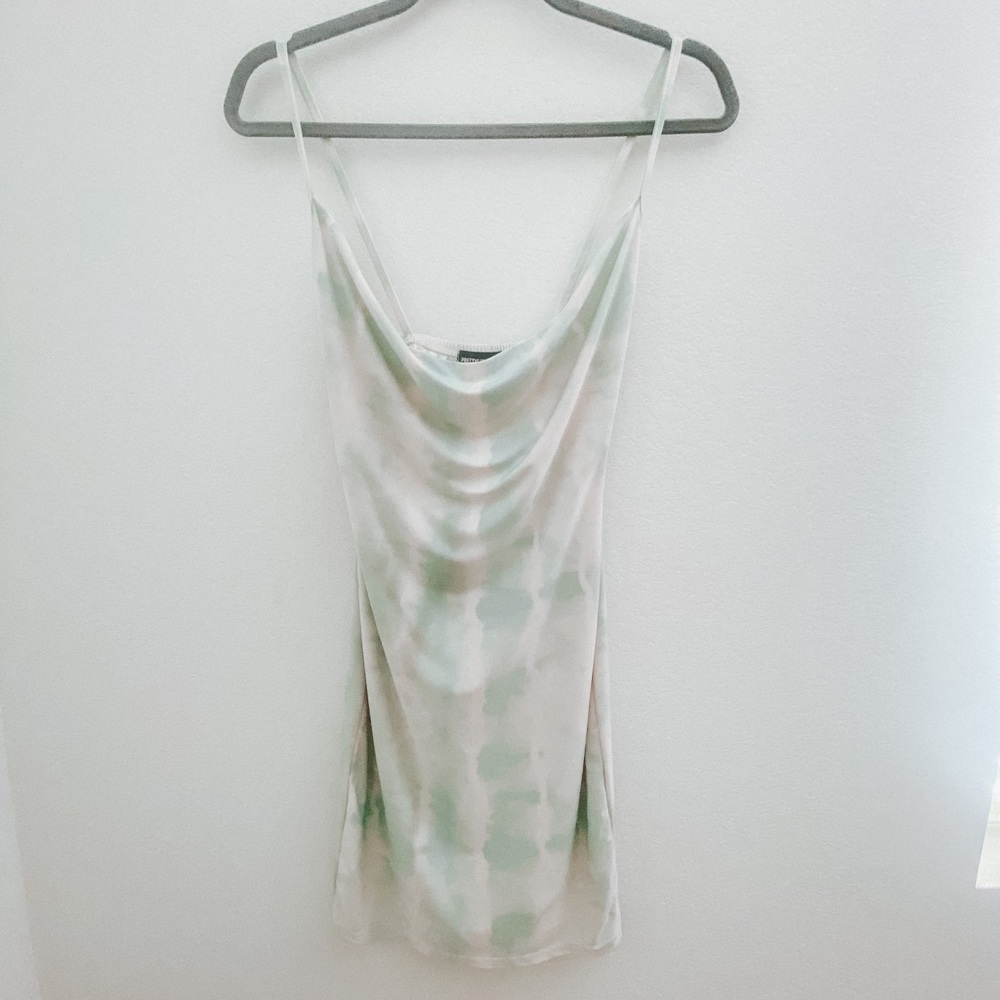 Green & White Mini Dress
